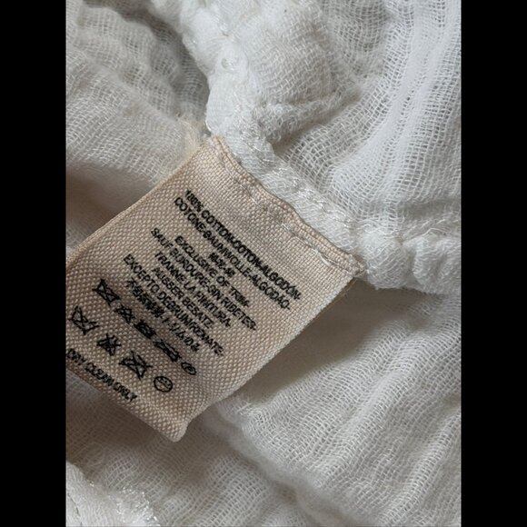 Free People Top Small Womens White Gauze Knit Long Sleeve Button Pocket - Picture 9 of 9